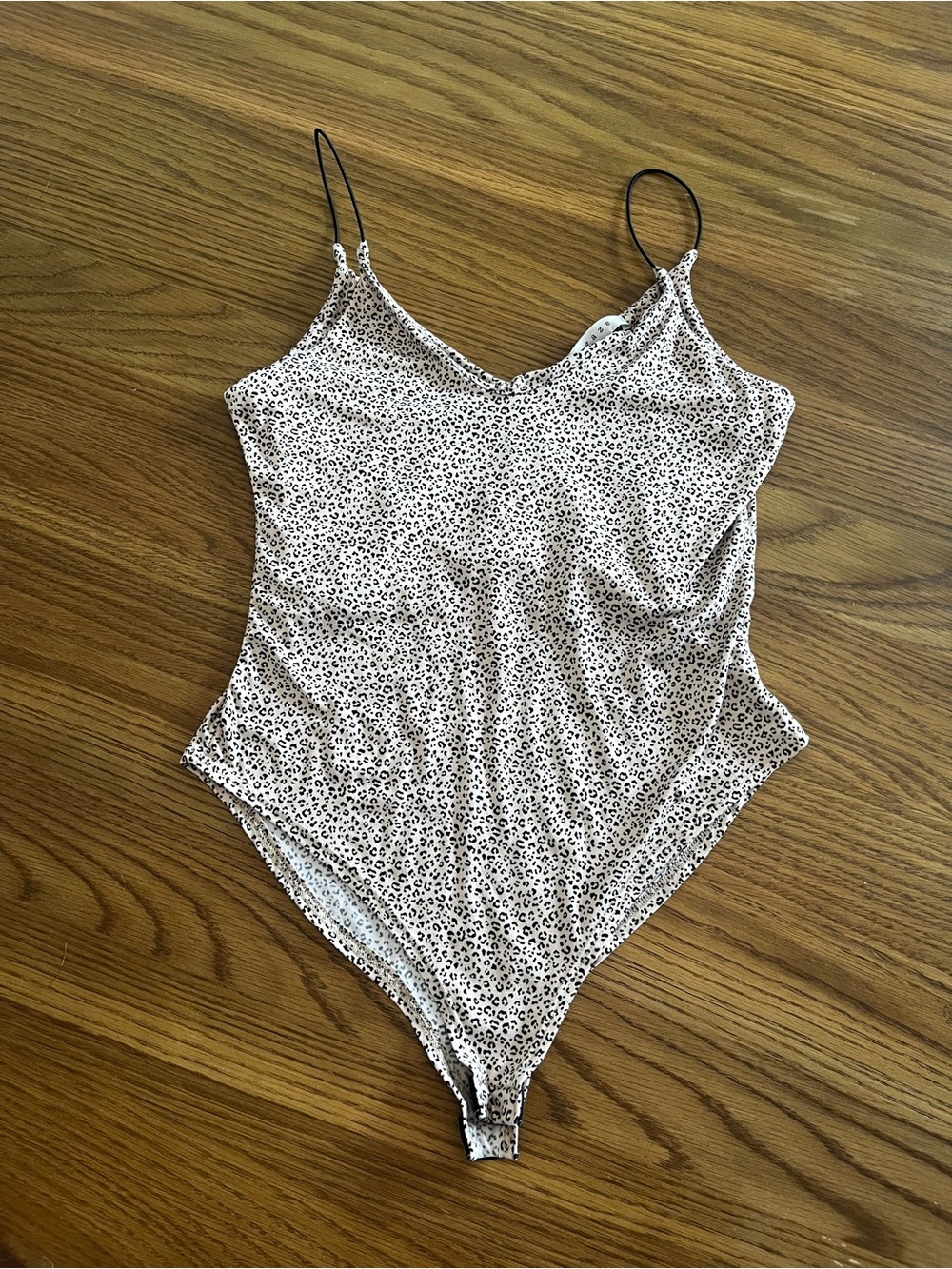 gaze Cream Leopard-Print Bodysuit with Black Straps